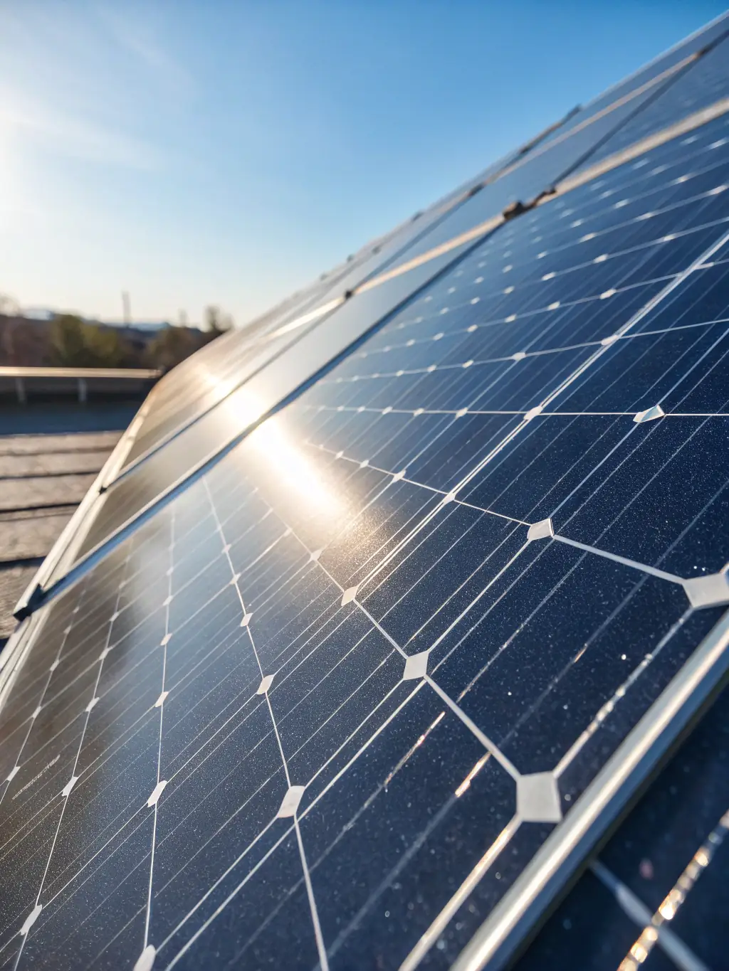 A close-up of solar panels installed on a school rooftop, highlighting the seamless integration and space-saving design.